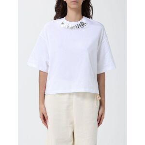 Disclaimer Cropped Cotton T-Shirt With Printed Logo And Crew Neck